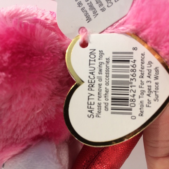 TY Beanie Boo ROMEO pink dog glitter eyes - Picture 9 of 9